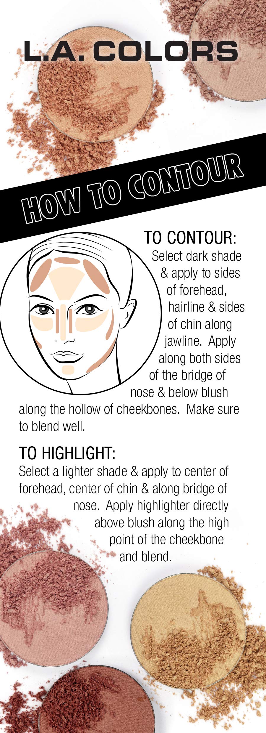 L.A. COLORS close-up shimmer highlight swatch demonstrating glow and blendable finish benefit