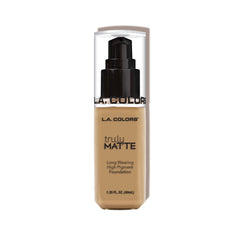 L.A. COLORS front bottle view showing medium beige shade and durable matte finish