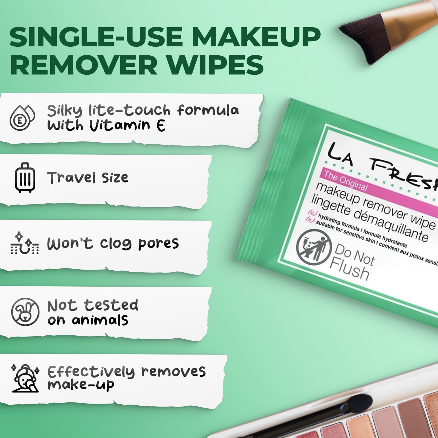 LA Fresh wipes arranged with travel essentials for on-the-go convenience