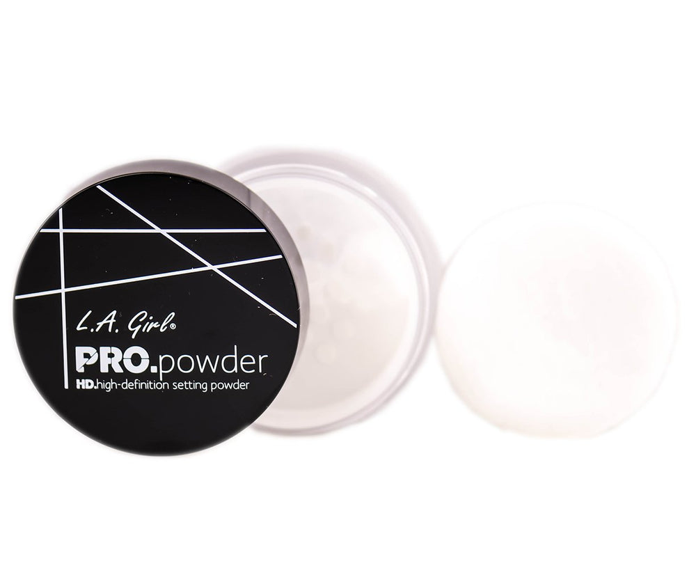L.A. Girl compact on vanity for quick mirror touchup showing convenience