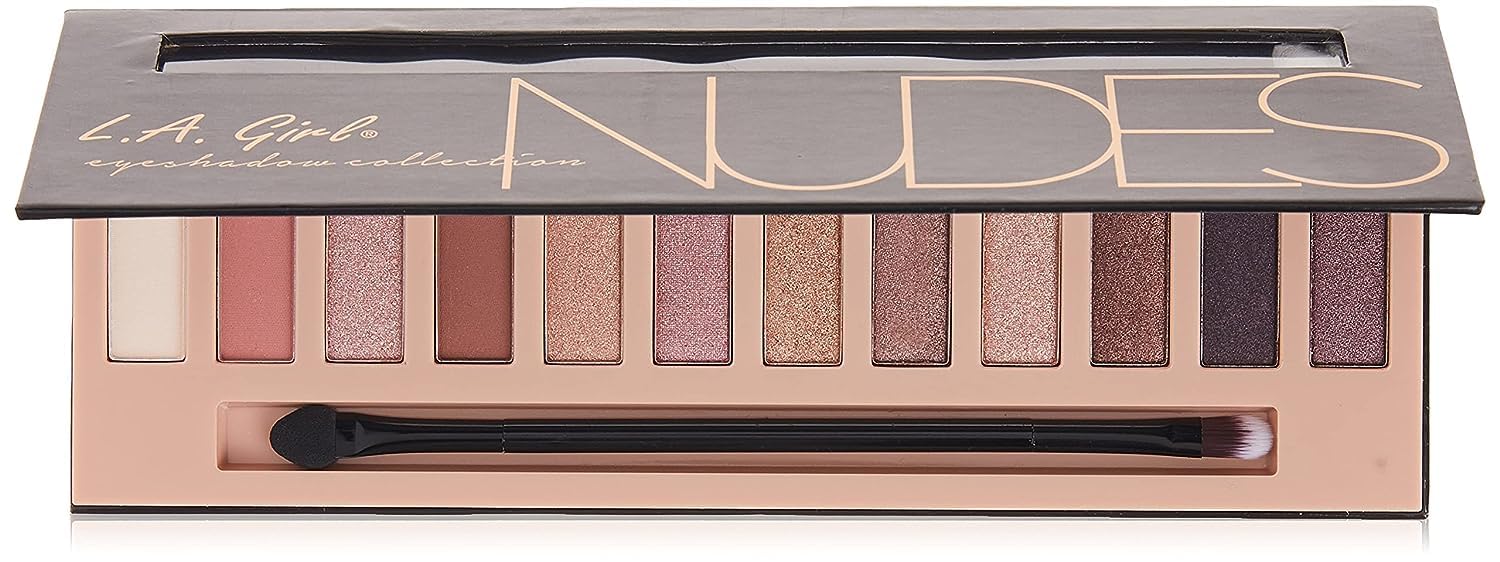 L.A. Girl palette on vanity styled with brushes for travel-ready convenience benefit