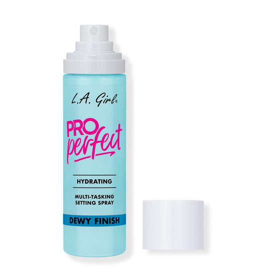 L.A. Girl front packaging showing bottle and label, highlights dewy finish benefit