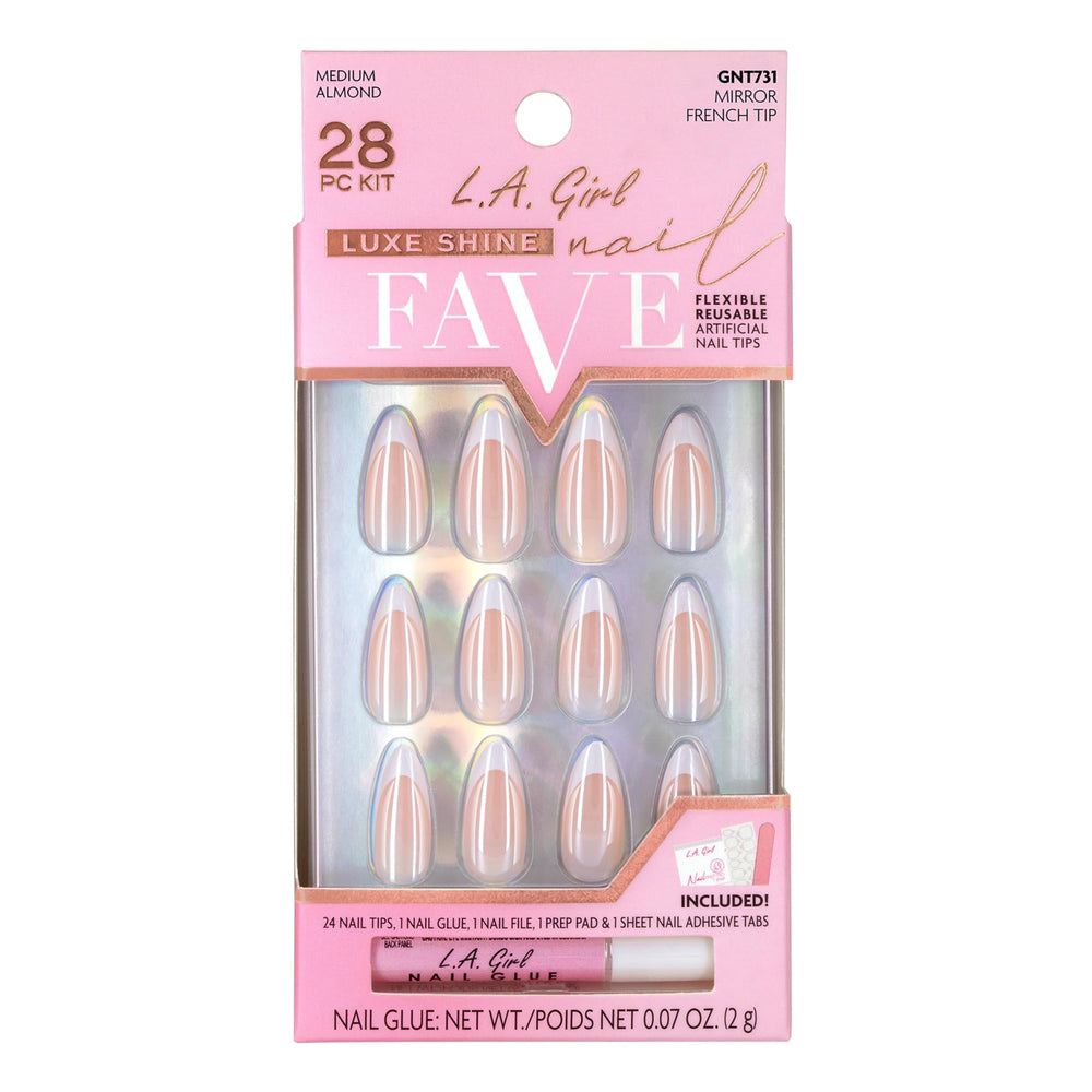 L.A. Girl mirror French tips front view showing glossy finish and salon look