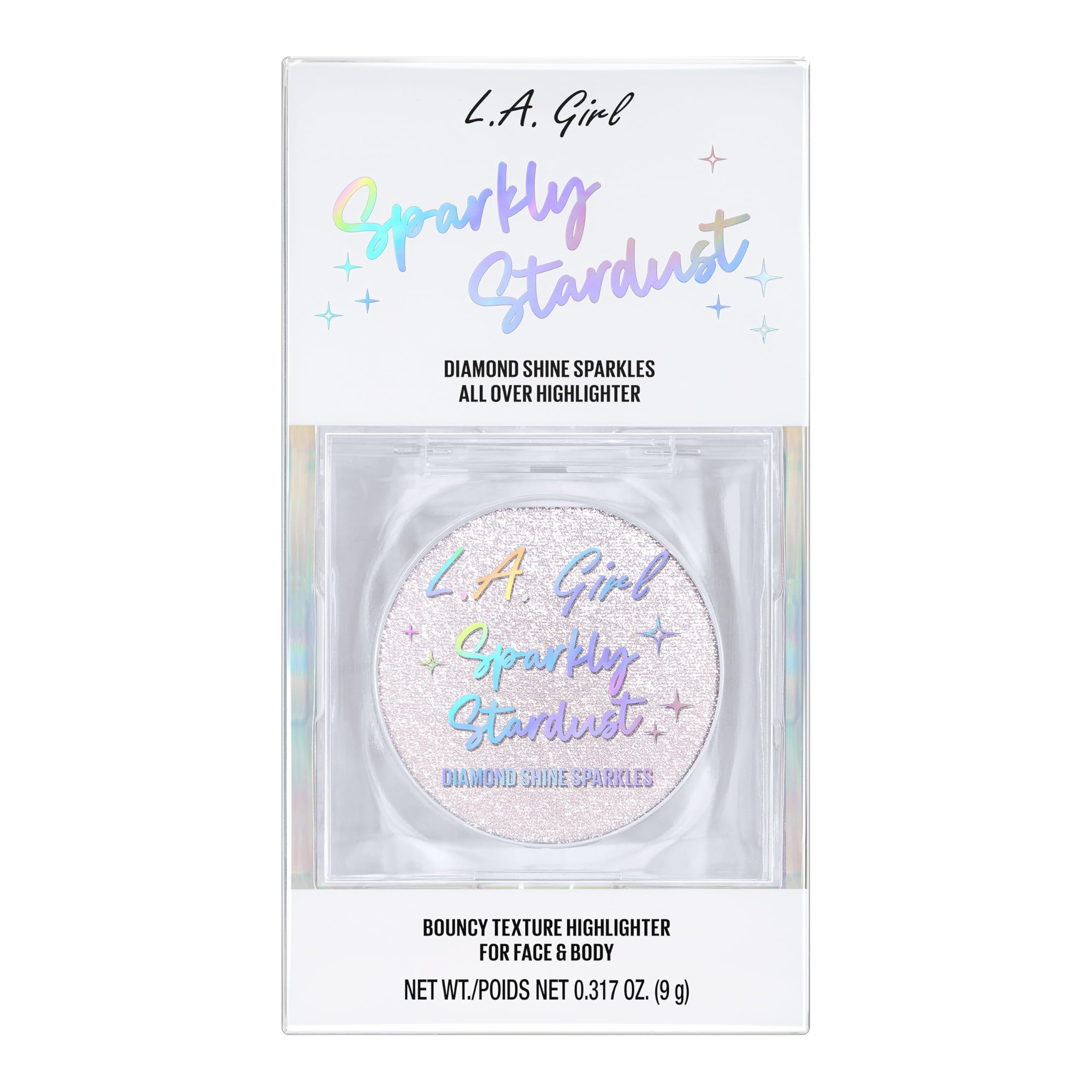 L.A. Girl arm swatch close-up showing buildable shimmer and glow