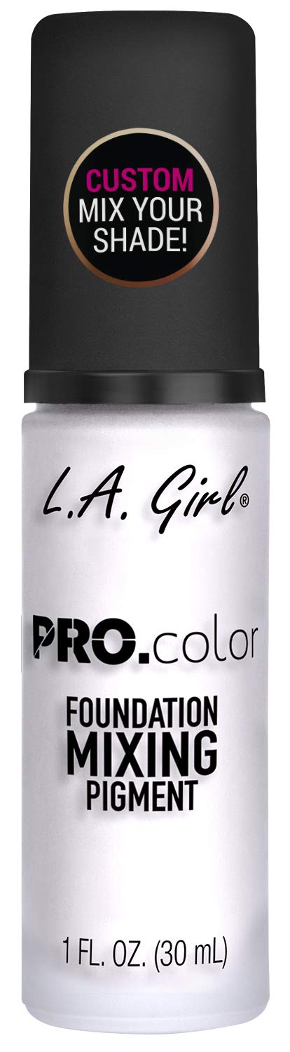 L.A. Girl white pigment bottle front showing compact professional design and easy use