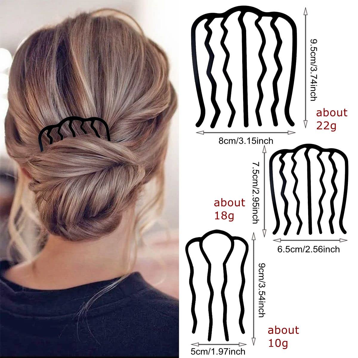 La Jolie Jasmin comb inserted in bun demonstrating secure hold benefit