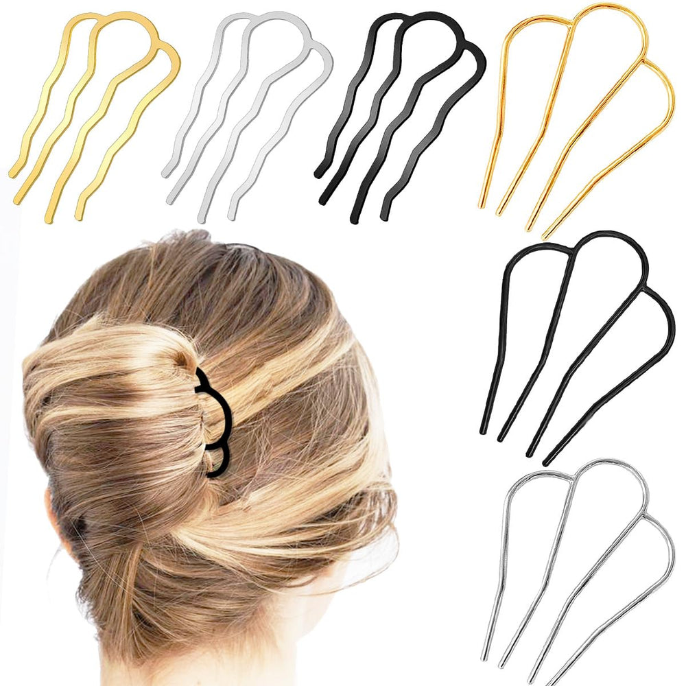 La Jolie Jasmin front view of six metal side combs showing finishes and sizes, stylish versatility