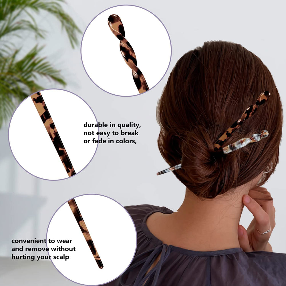 La Jolie Jasmin hair sticks holding a bun showing secure hold and polished look