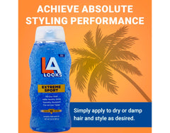 L.A. Looks side label close-up highlighting hold level and alcohol-free benefit