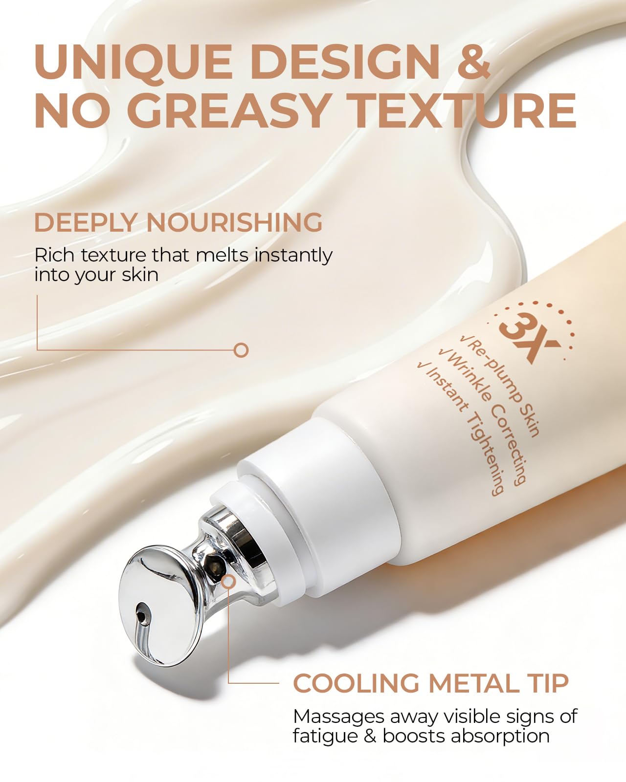 LA.PERSONAL applied under eye to reduce puffiness and smooth lines benefit