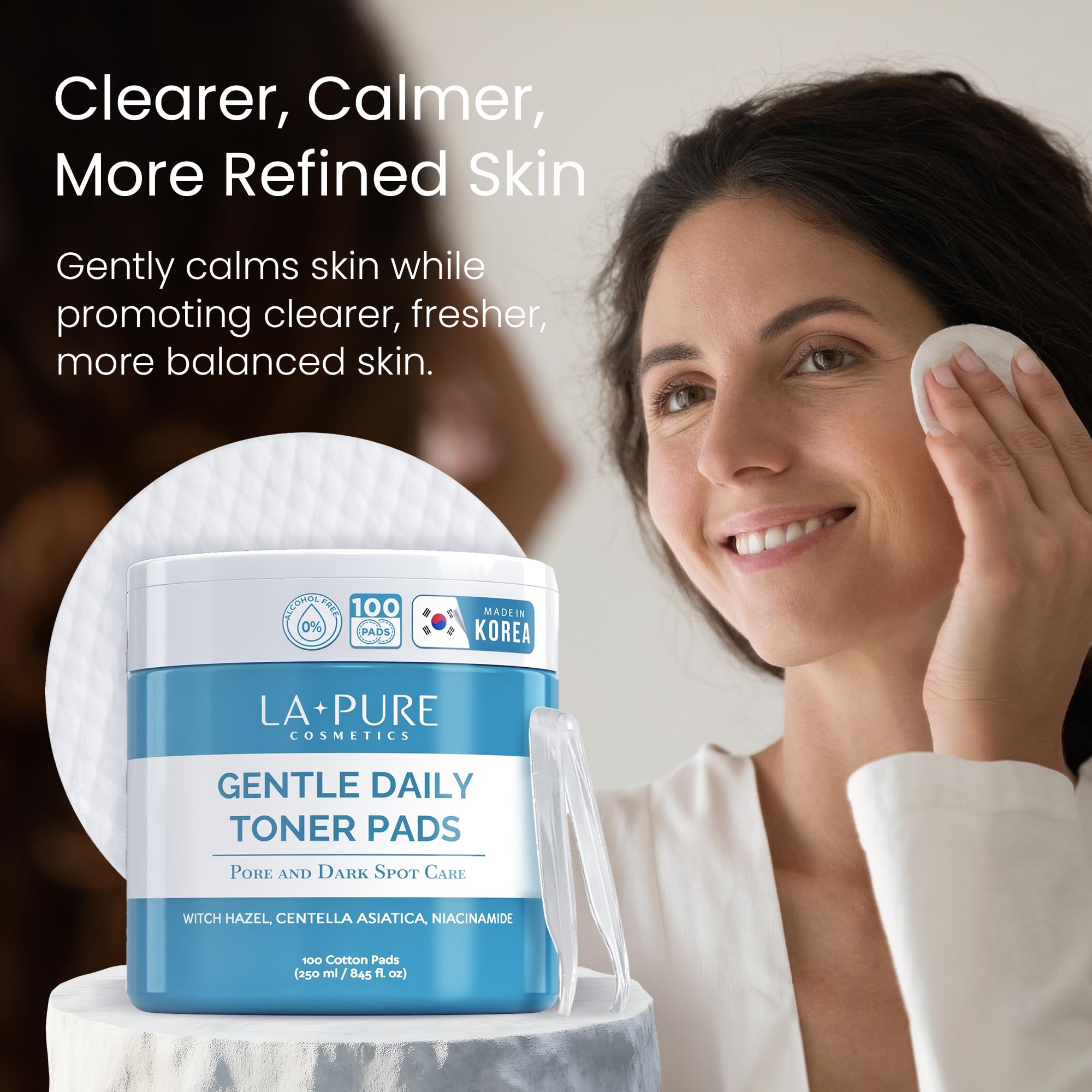 LA PURE cotton pad texture close-up delivering gentle exfoliation