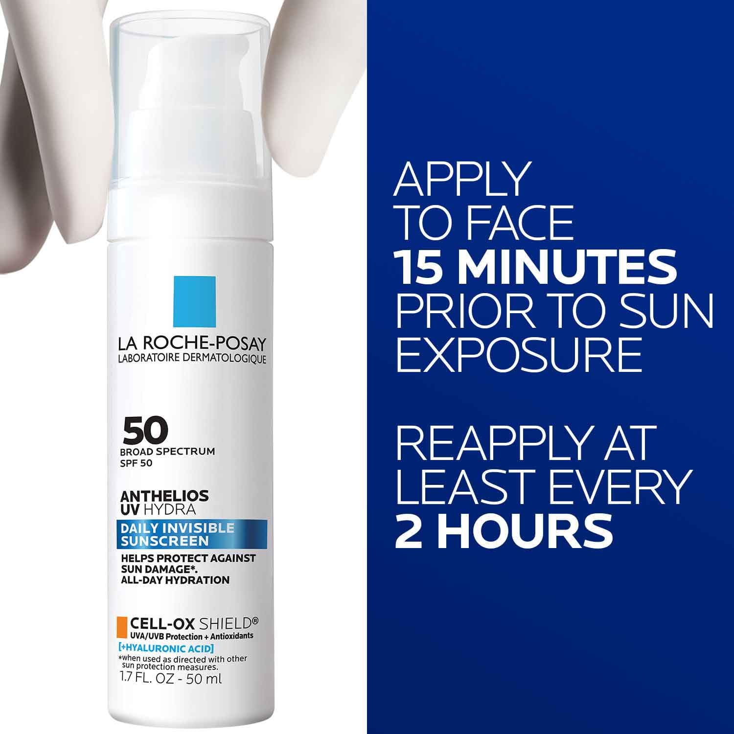 La Roche-Posay sunscreen applied on hand demonstrating quick absorption benefit