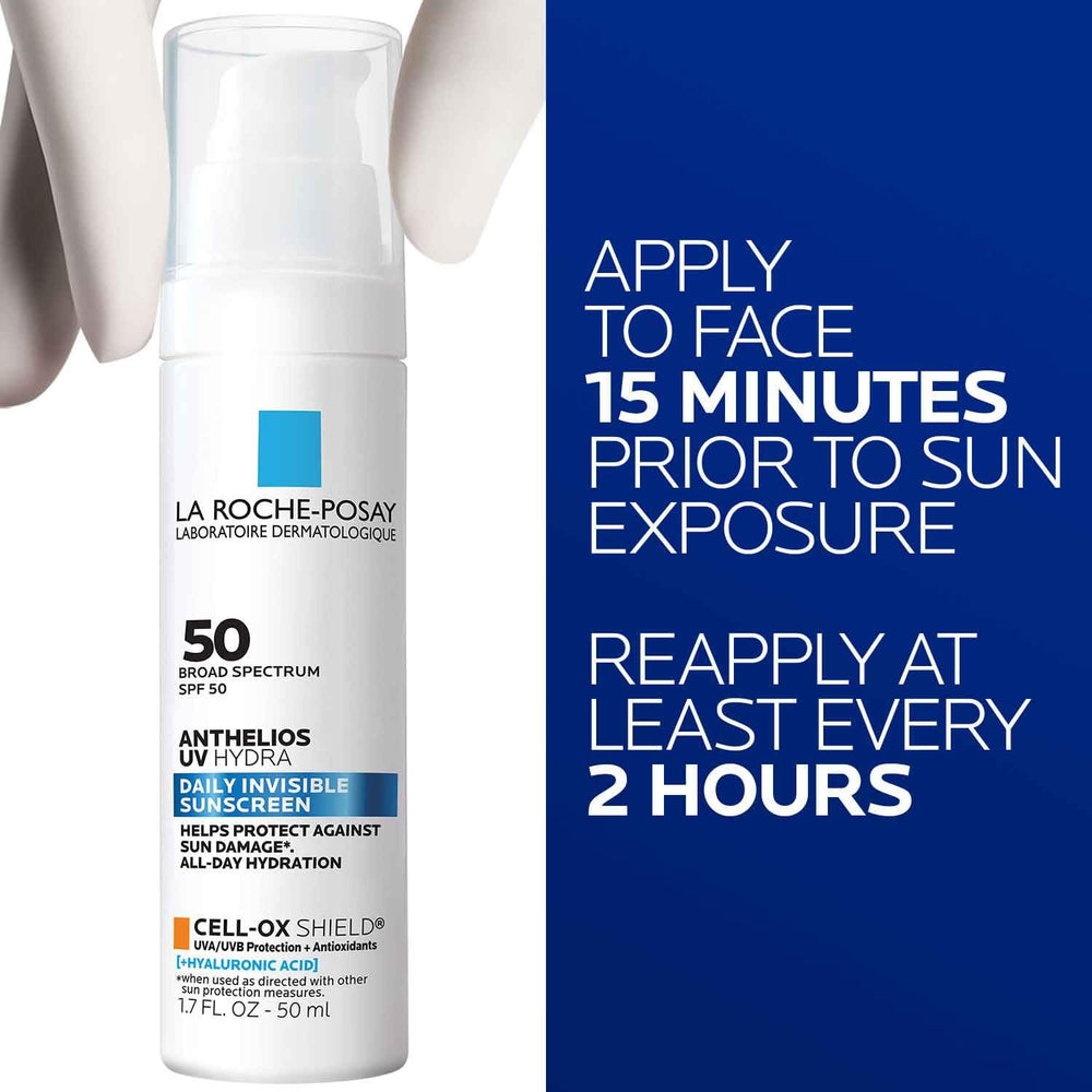 La Roche-Posay sunscreen applied on hand demonstrating quick absorption benefit