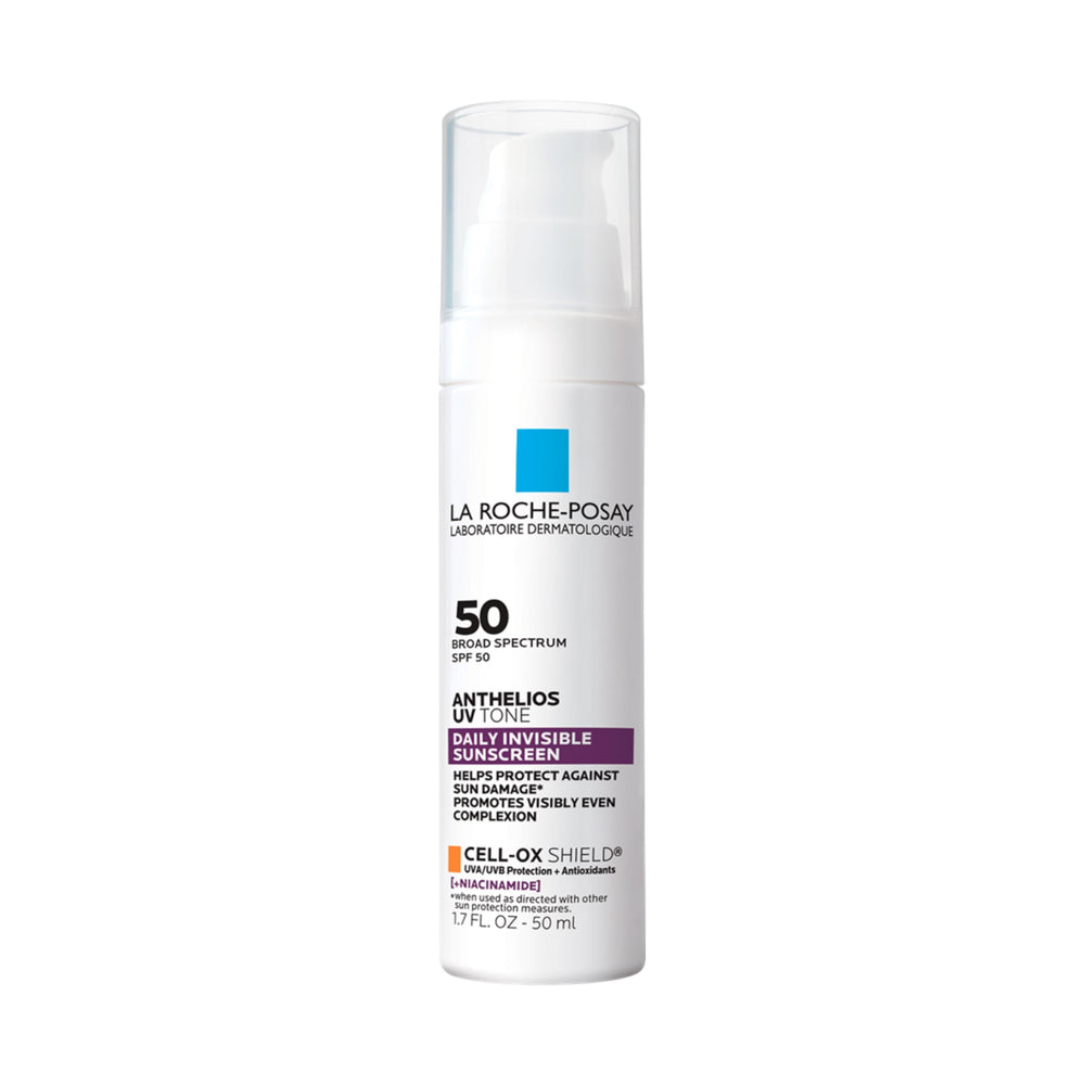 La Roche-Posay bottle front view showing sunscreen SPF 50 protection benefit