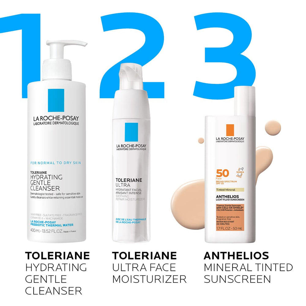 La Roche-Posay applying at beach showing water-resistant protection benefit