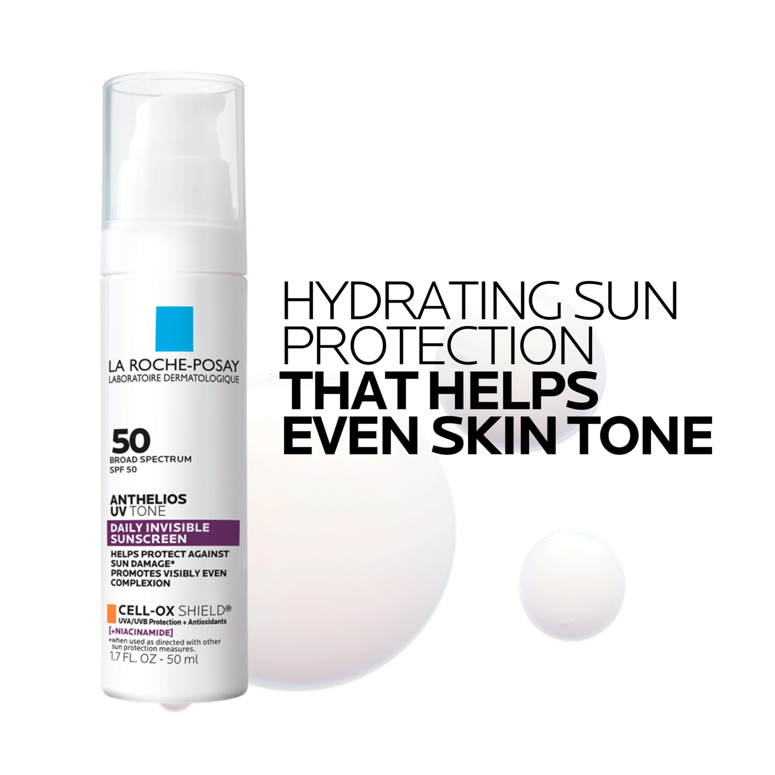 La Roche-Posay product label close-up showing niacinamide and SPF information
