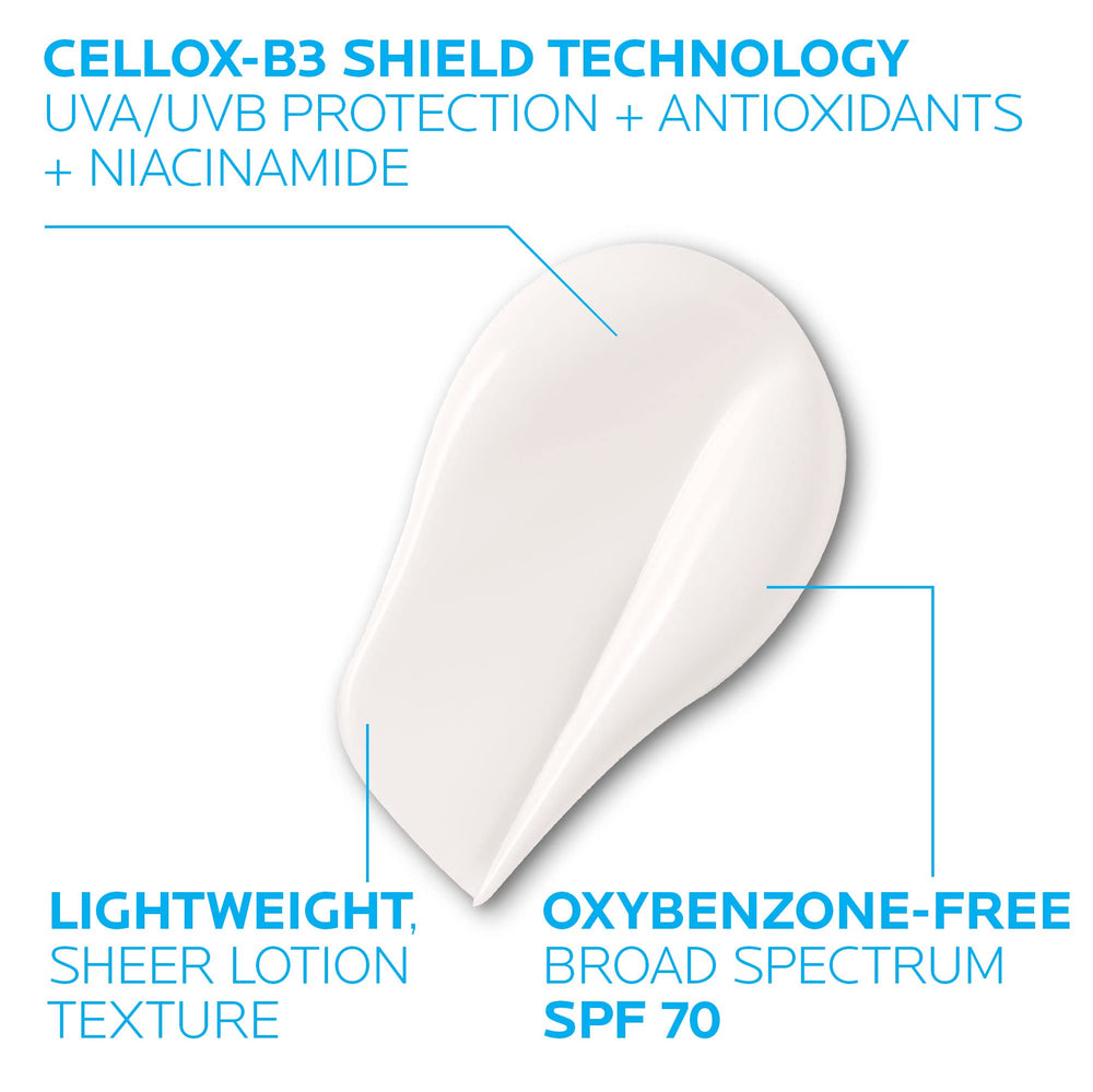 La Roche-Posay sunscreen swatched on skin demonstrating sheer, blendable coverage