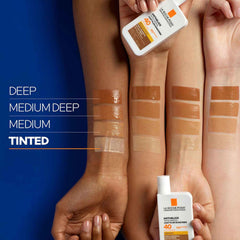 La Roche-Posay tinted swatches blending into skin for no white cast benefit