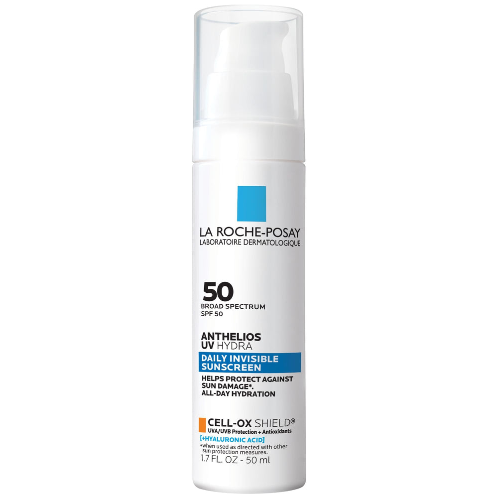 La Roche-Posay front packaging showing SPF 50 and hydrating formula benefit