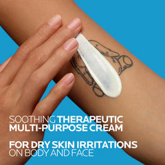 La Roche-Posay applying balm to hands to soothe cracked skin and restore comfort