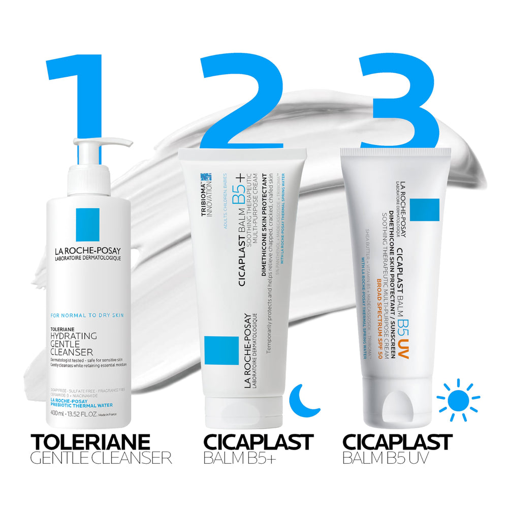 La Roche-Posay gentle application on a baby’s diaper area to help calm irritation