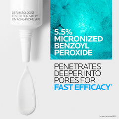La Roche-Posay ingredient label close-up highlighting benzoyl peroxide strength