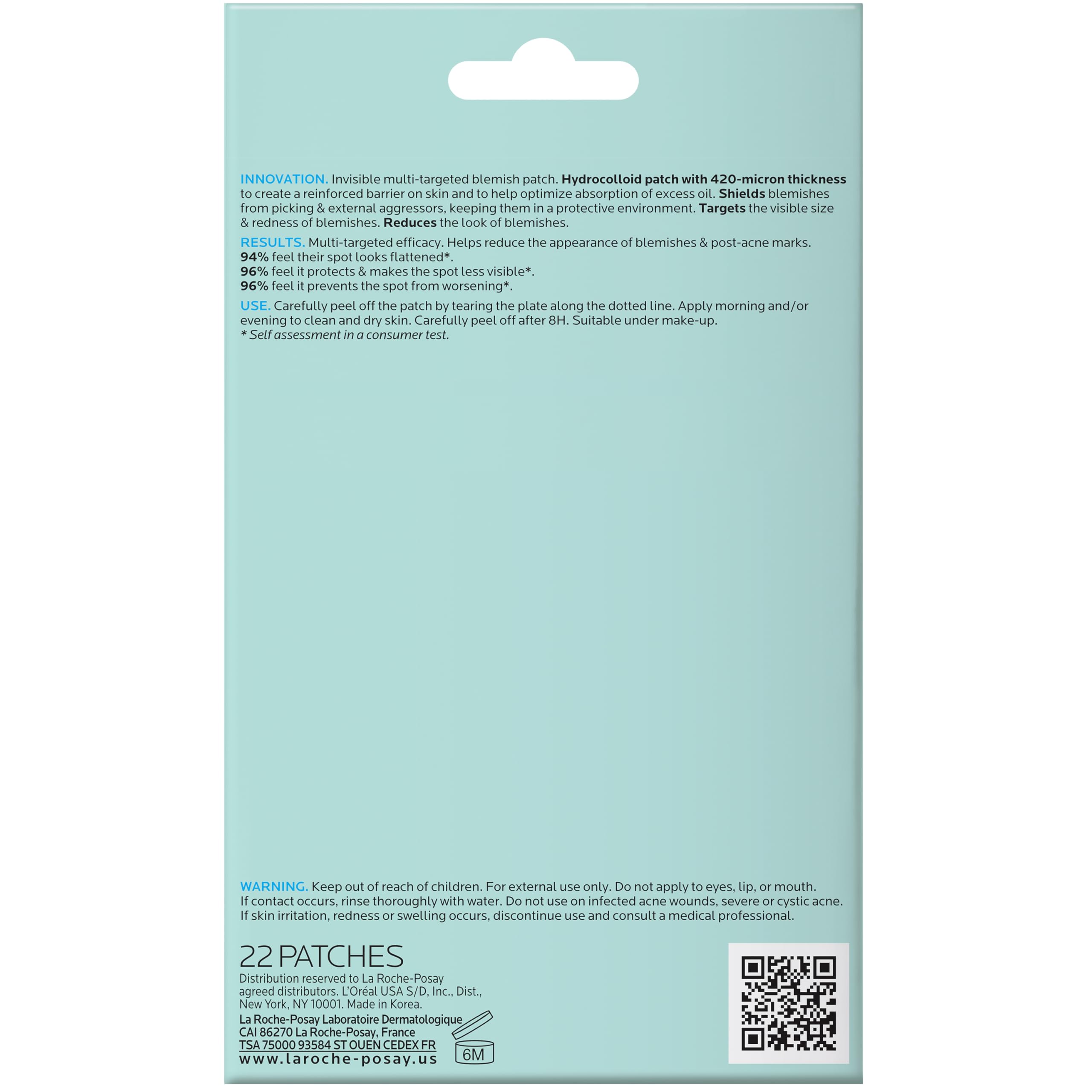 La Roche-Posay patches beside cleanser in bathroom routine showing easy daily use