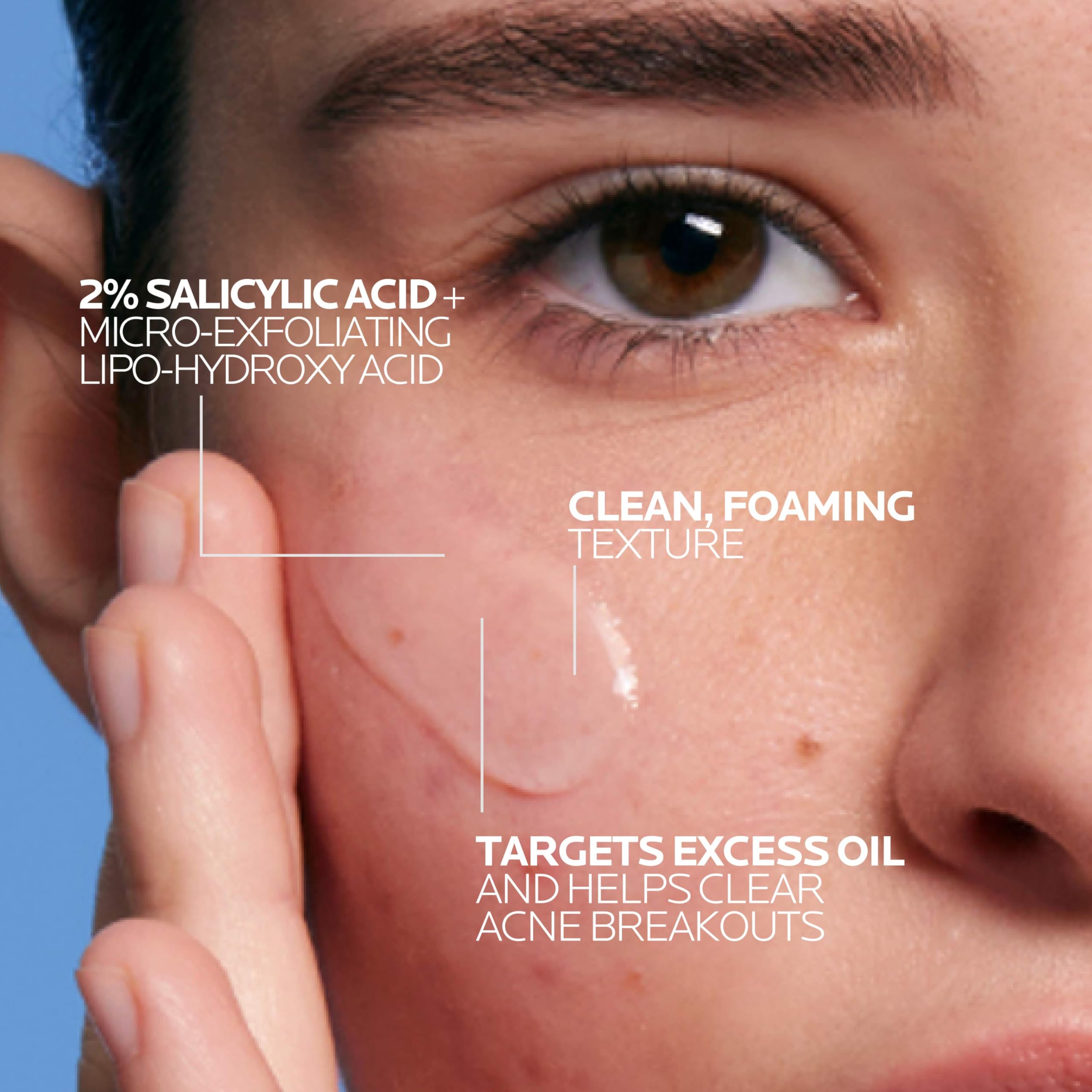 La Roche-Posay close-up of clear gel texture highlighting gentle exfoliating feel