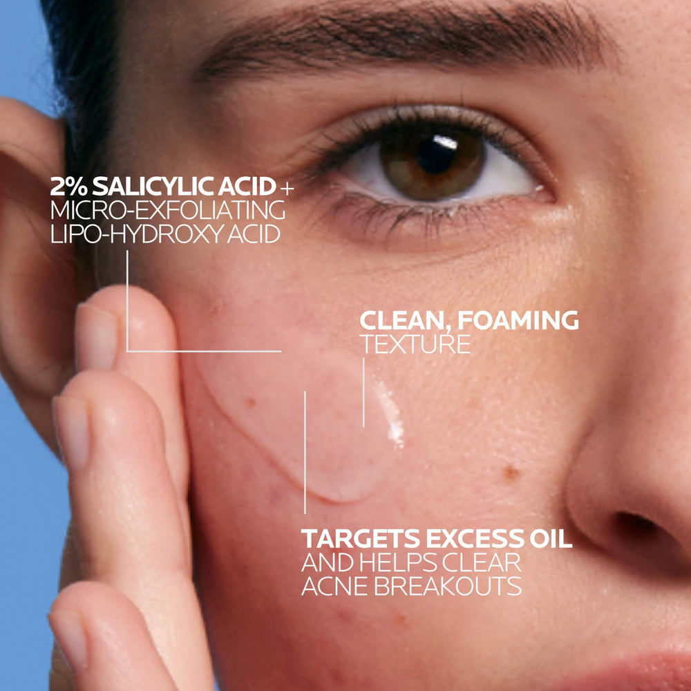 La Roche-Posay close-up of clear gel texture highlighting gentle exfoliating feel