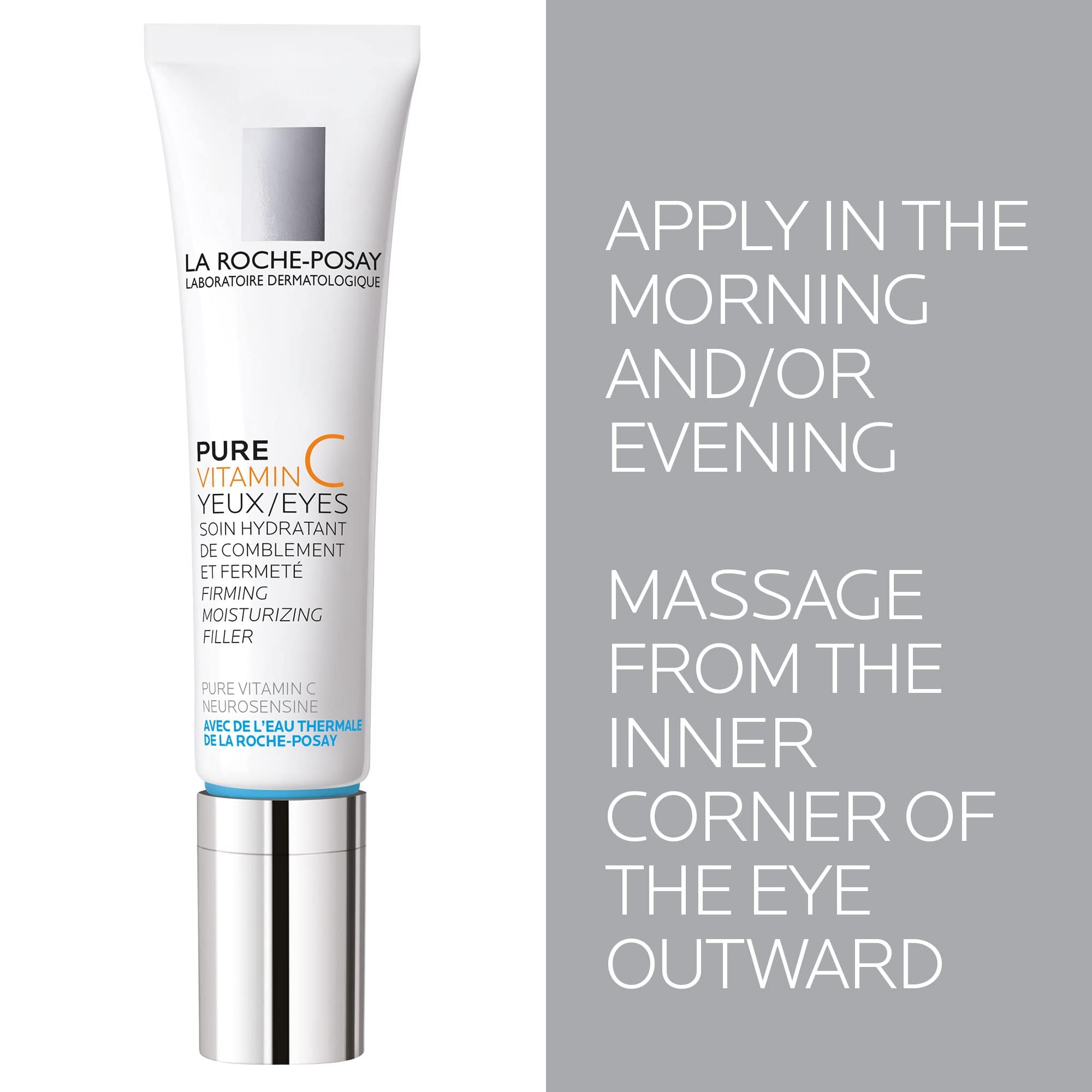 La Roche-Posay eye cream held in hand to show size and easy daily application