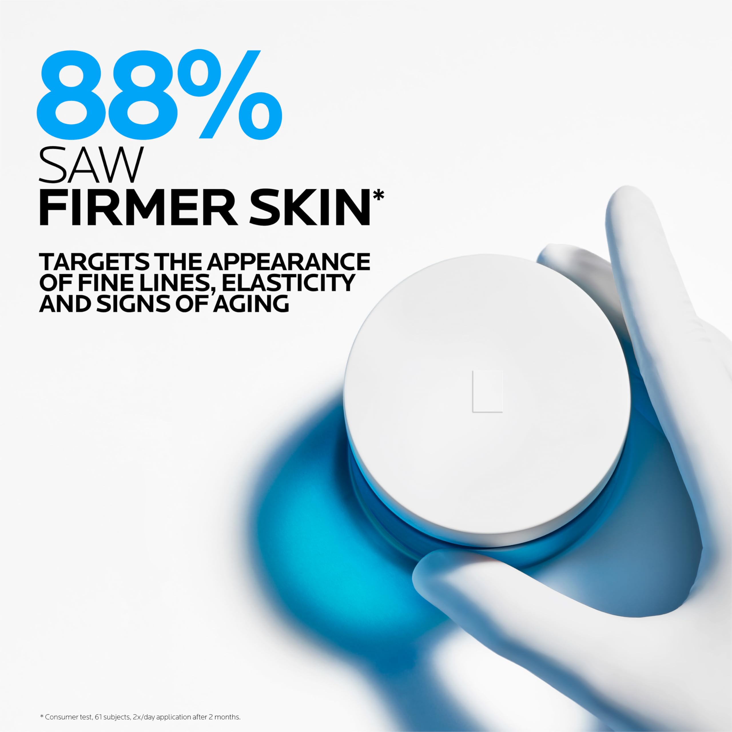 Model applying La Roche-Posay cream to neck demonstrating lifting and firming benefit