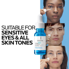 La Roche-Posay bottle in hand illustrating compact travel-friendly benefit