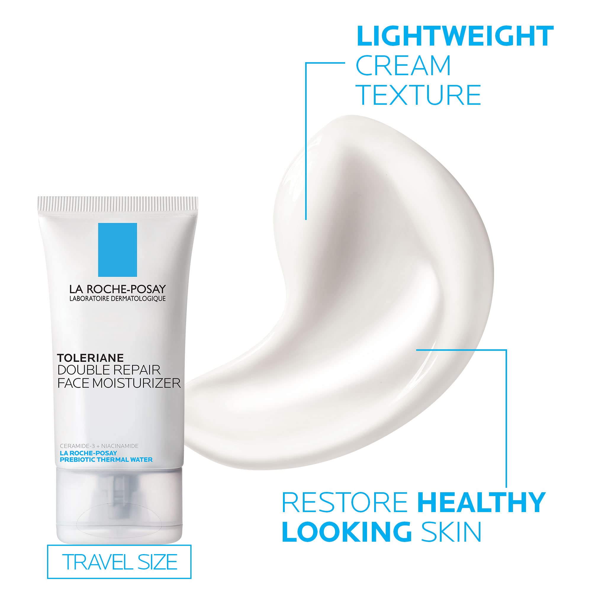 La Roche-Posay kit staged in a travel toiletry bag for on-the-go barrier support