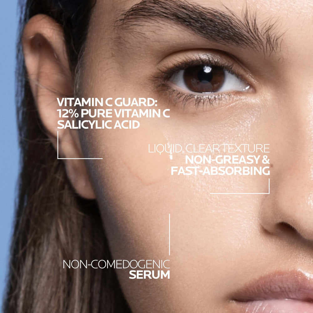 La Roche-Posay label close-up showing key ingredients and stability technology benefit
