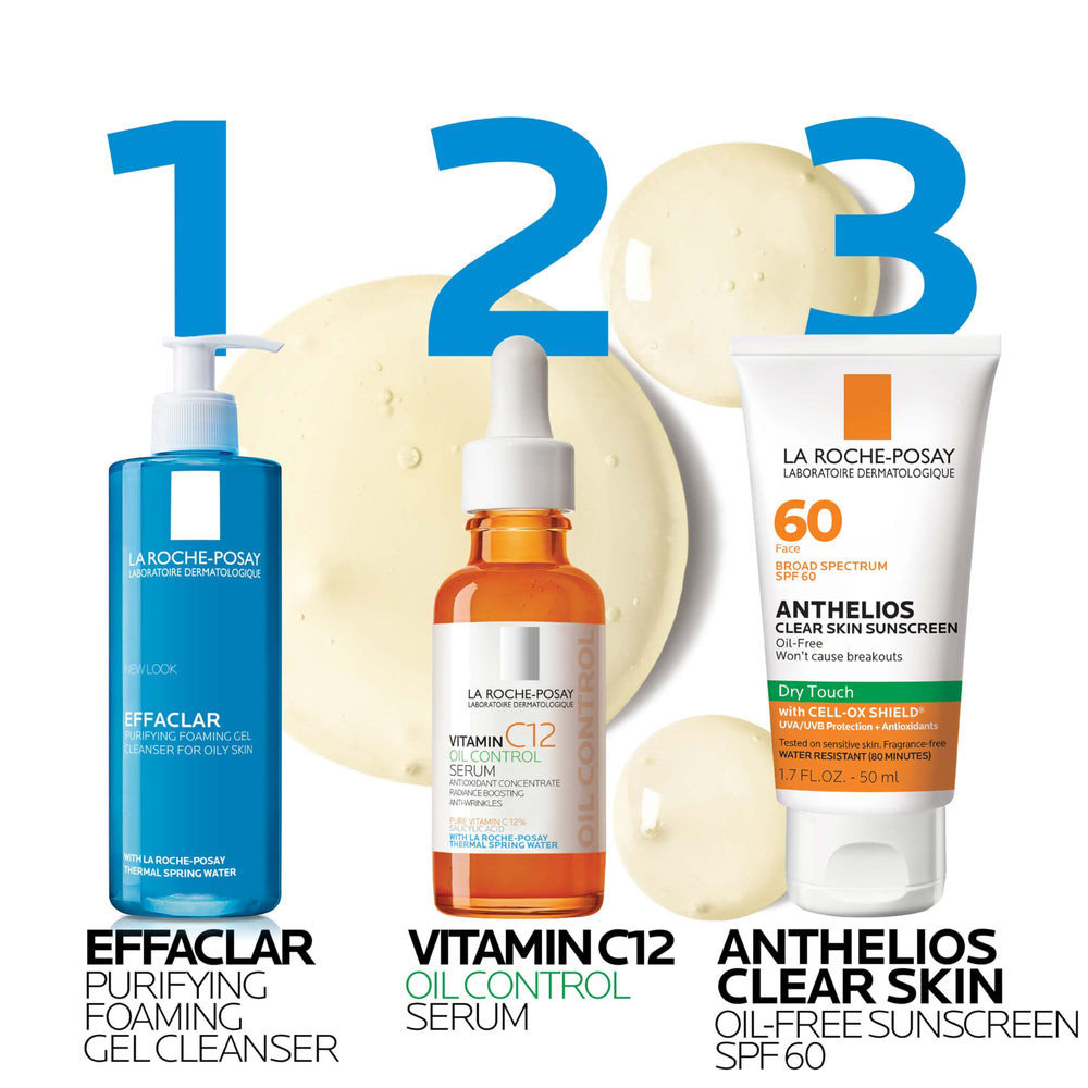 La Roche-Posay bottle on bathroom counter in lifestyle scene suggesting daily use benefit