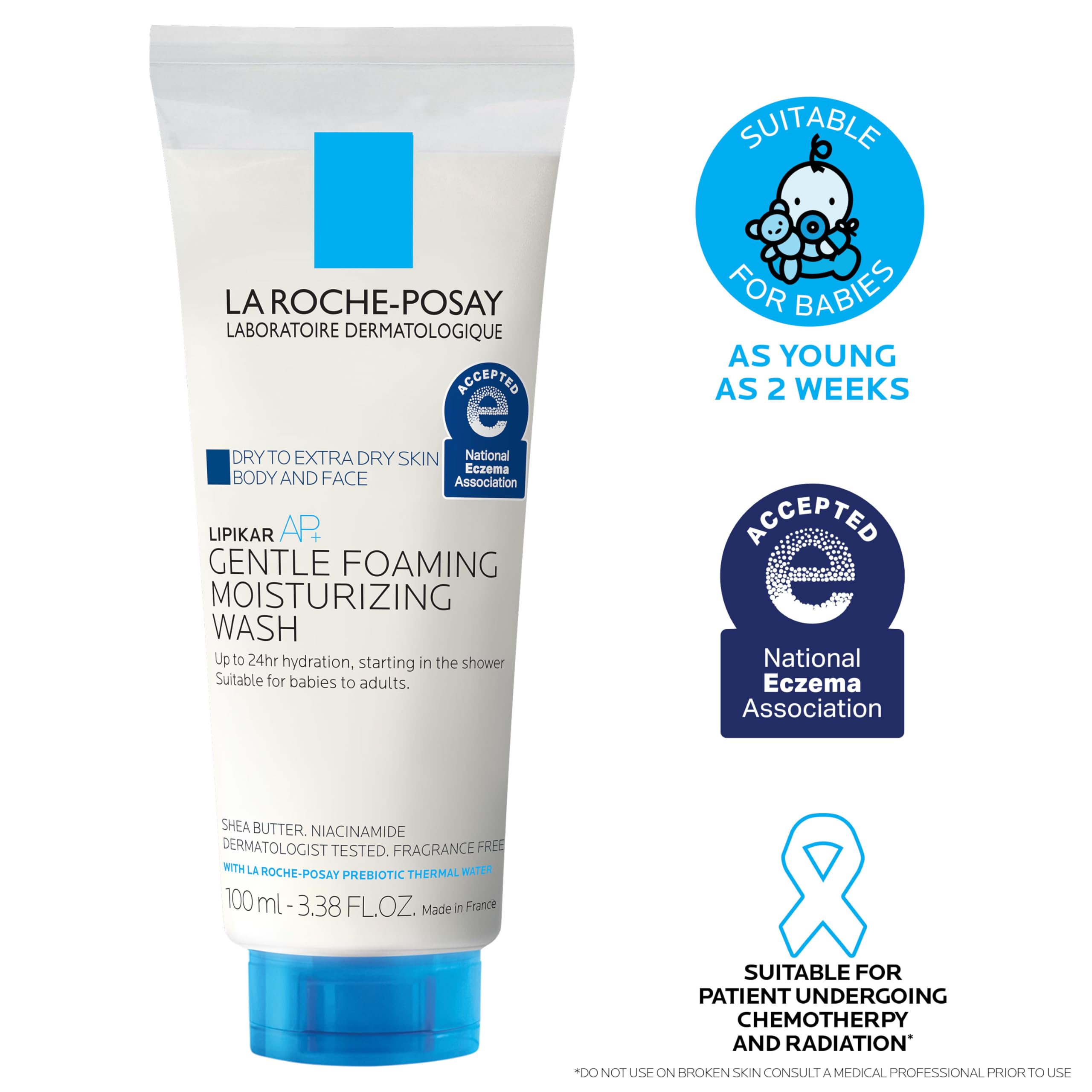 La Roche-Posay family using wash in bathroom illustrating gentle care for all ages