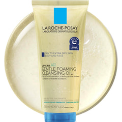 La Roche-Posay front bottle showing pump and label benefit hydrating cleanser