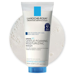 La Roche-Posay front pump bottle showing clean design and easy dispensing benefit