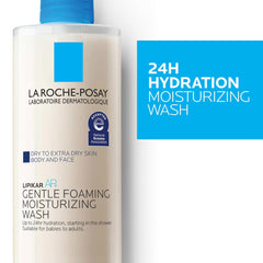 La Roche-Posay bottle held in hand demonstrating easy pump use and control