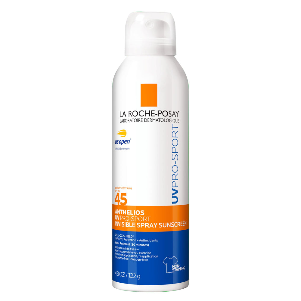 La Roche-Posay bottle front view showing SPF 45 protection and sport design