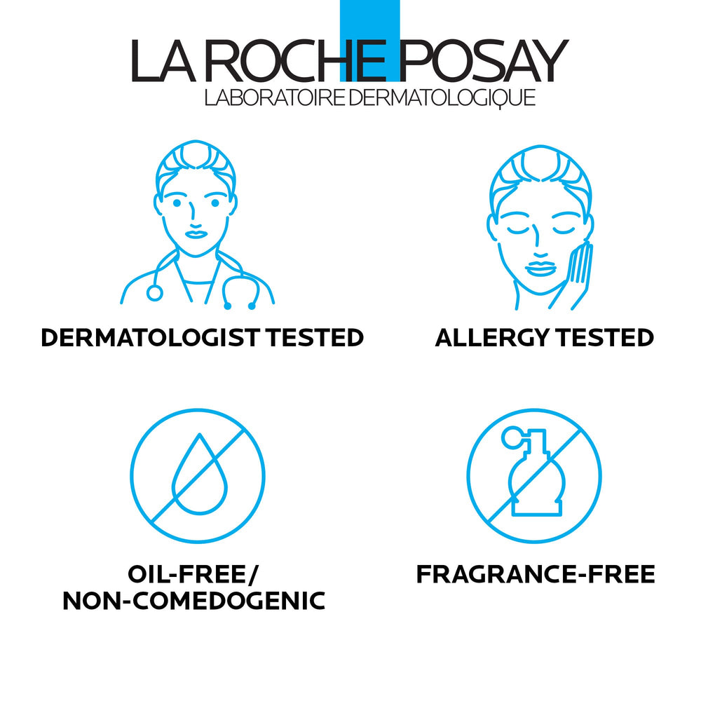 La Roche-Posay product ingredients label detail showing key niacinamide and ceramide benefits