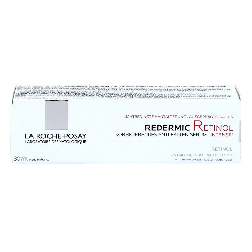La Roche-Posay Redermic R on bathroom vanity in routine setting promoting nightly skin renewal