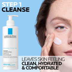 La Roche-Posay cleanser texture close-up illustrating creamy formula for gentle cleansing