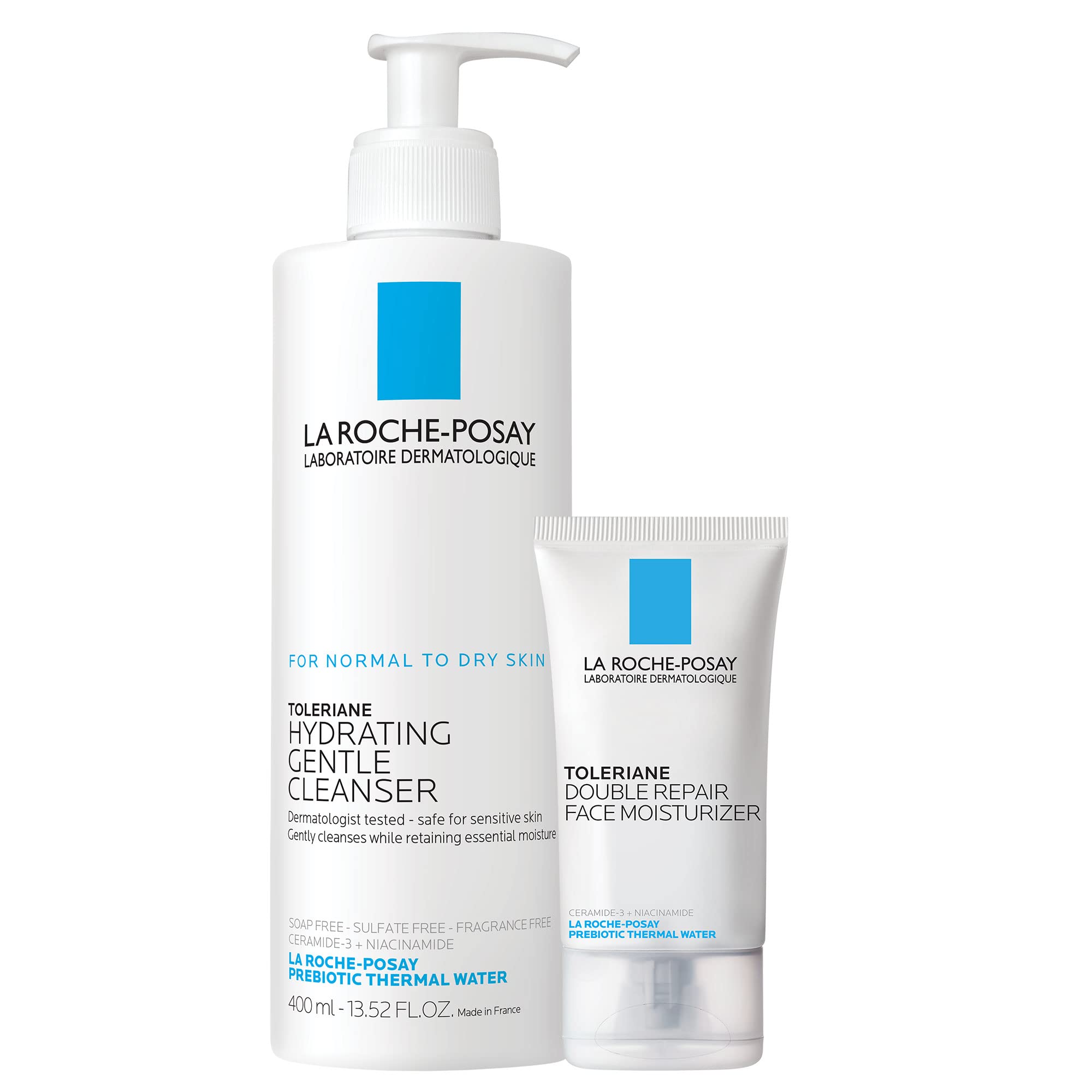 La Roche-Posay front packaging of the Toleriane set showing both products and benefits