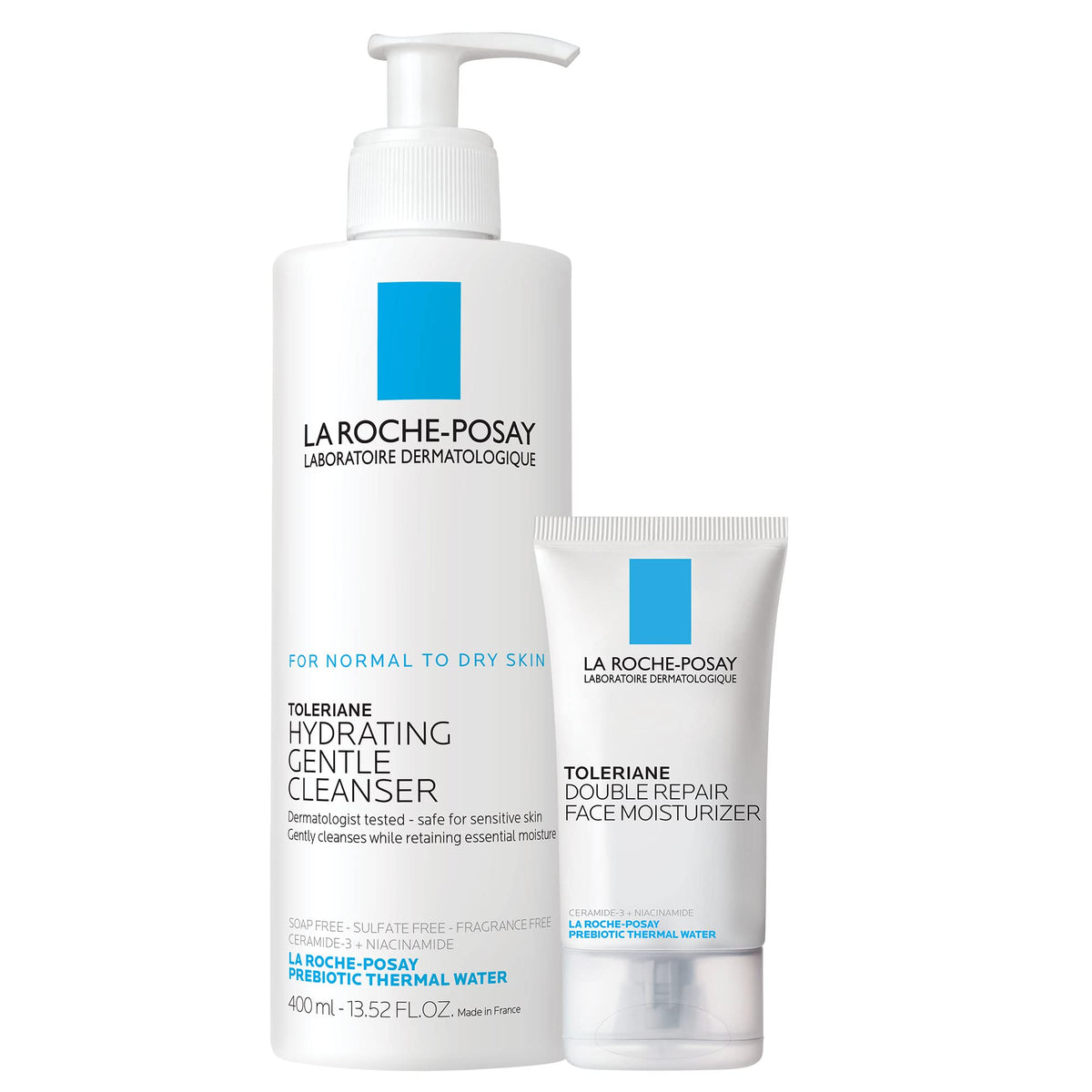 La Roche-Posay front packaging of the Toleriane set showing both products and benefits