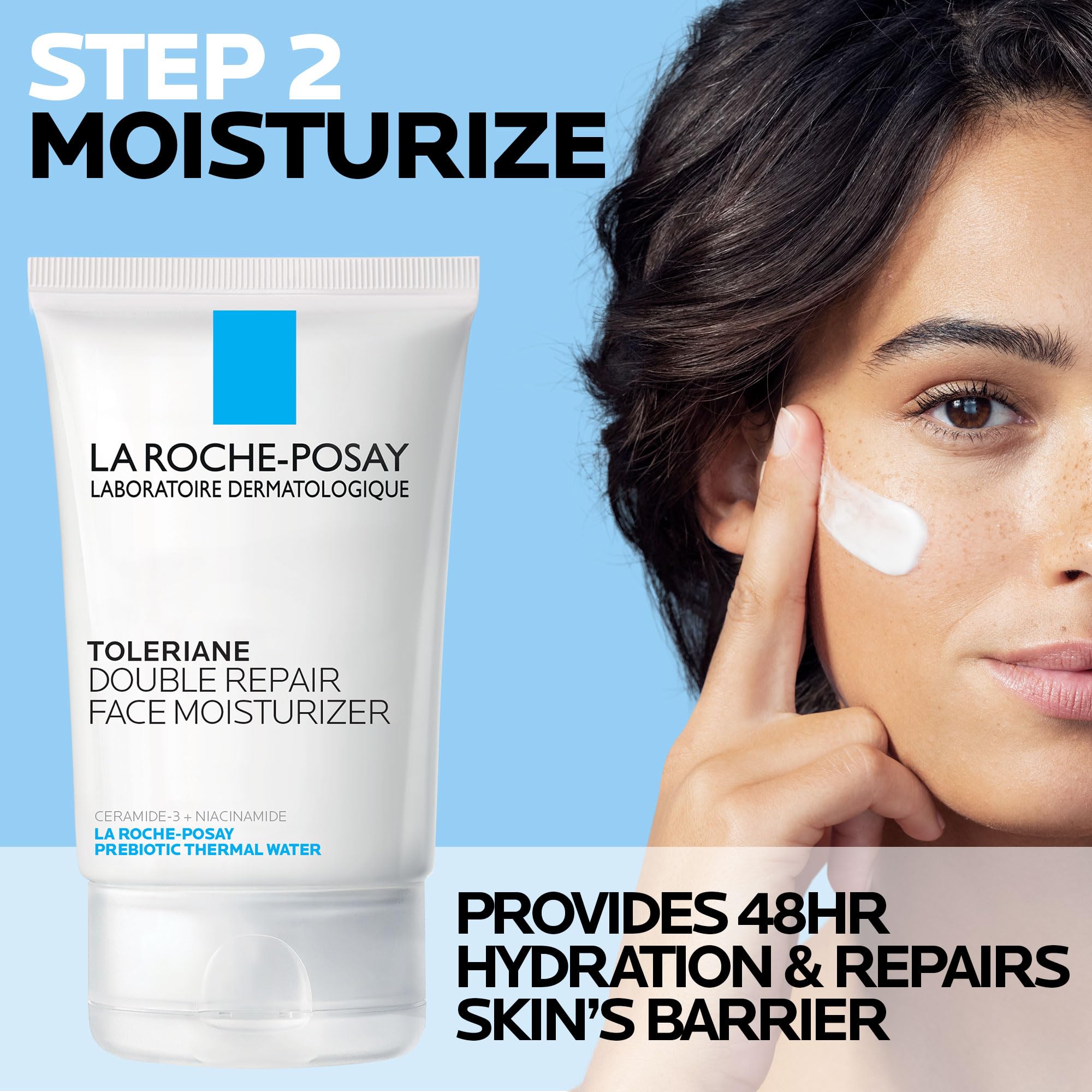 La Roche-Posay moisturizer cream detail highlighting lightweight absorption