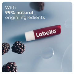 Labello BlackBerry Shine balm texture close-up highlighting the melt-in formula for lasting moisture