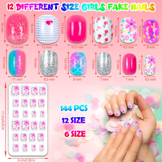 Labeol close-up of gradient cartoon nail pattern showing playful detail