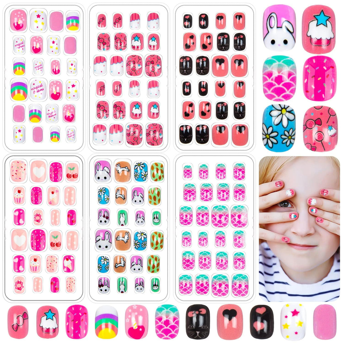 Labeol front packaging showing 144-piece kids nail set and playful designs, easy gifting