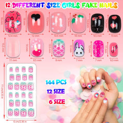 Labeol close-up of cartoon nail patterns and bright colors for fun kids looks